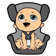 drawing of a small child in a car seat