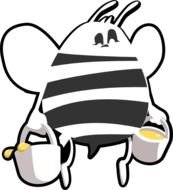 Black And White Bee Clip Art N12