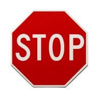 red stop road sign on a white background
