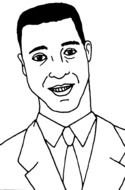 african man in suit talking, outline