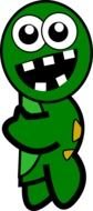 cartoon green Turtle with white teeth as clipart