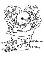 Clip art of Cute Baby Bunny in a pot