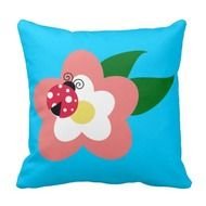 Ladybug On A Flower Clipart Pillow