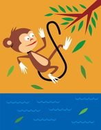 picture of a monkey falling from a tree branch