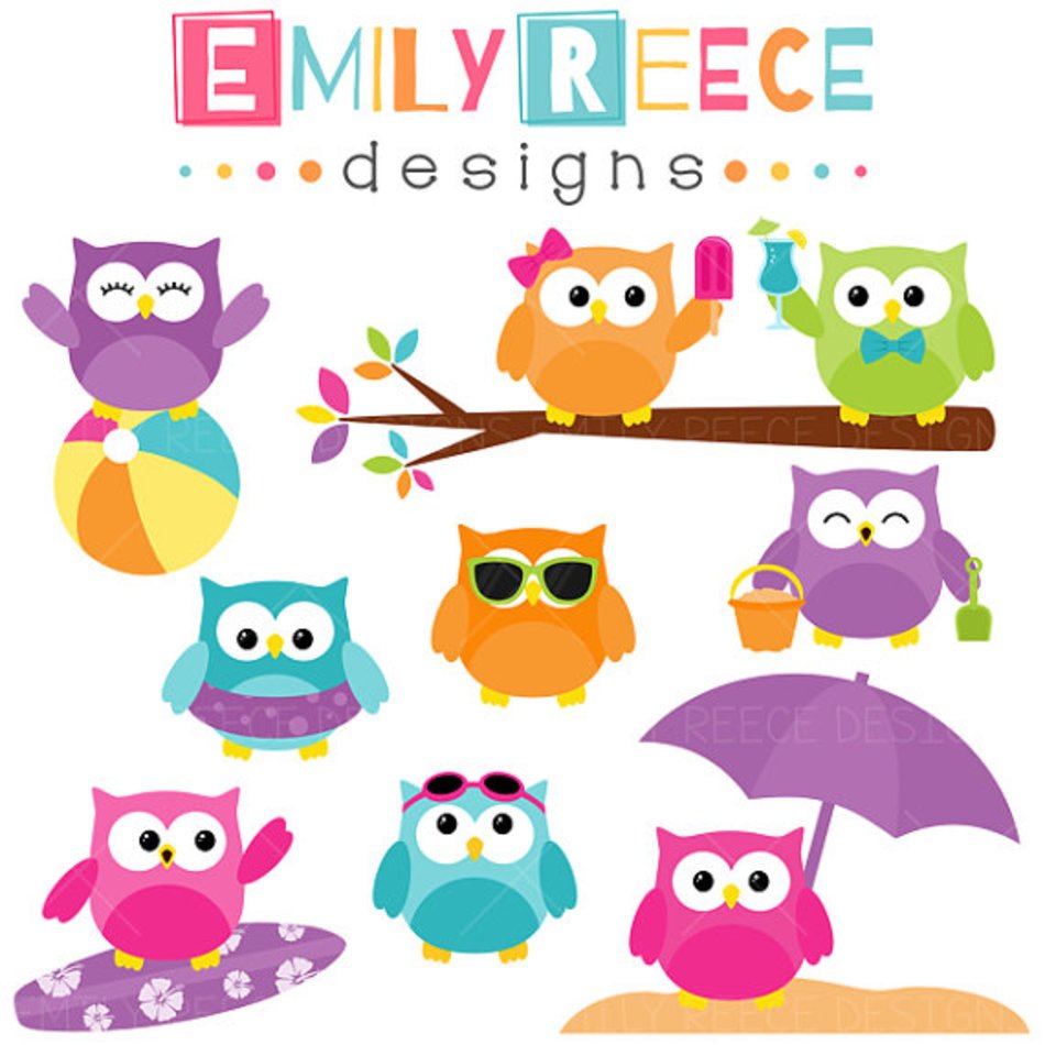 Cute Summer Owl Clip Art