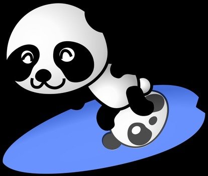 Panda mirroring on water, drawing