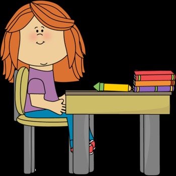 Girl At School Desk Clip Art