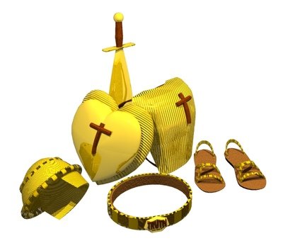 drawn armor of god on a white background