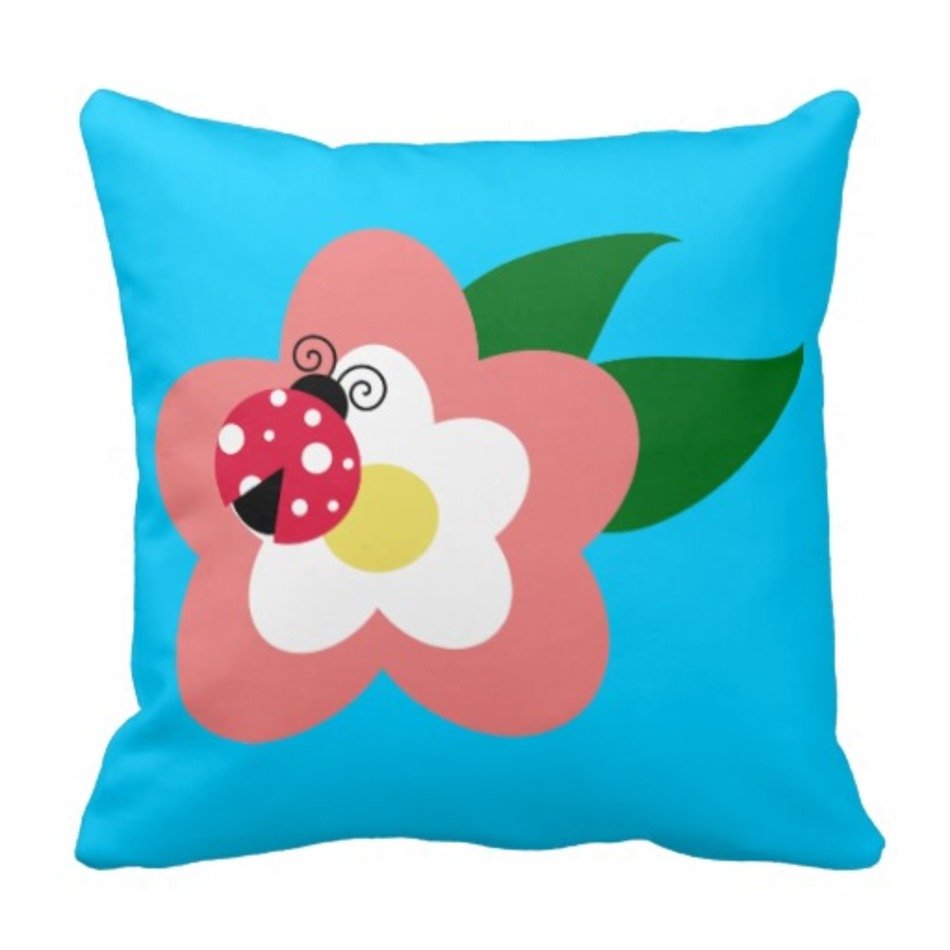 Ladybug On A Flower Clipart Pillow