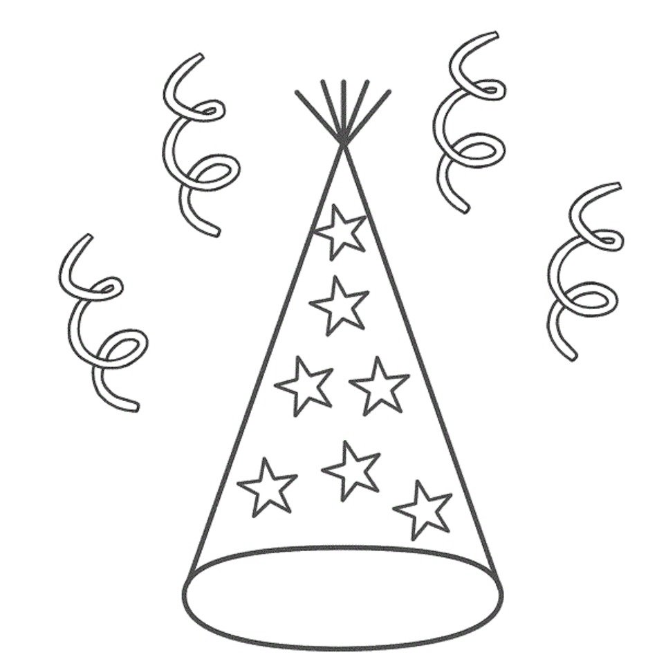 Happy Birthday Hats Coloring Pages