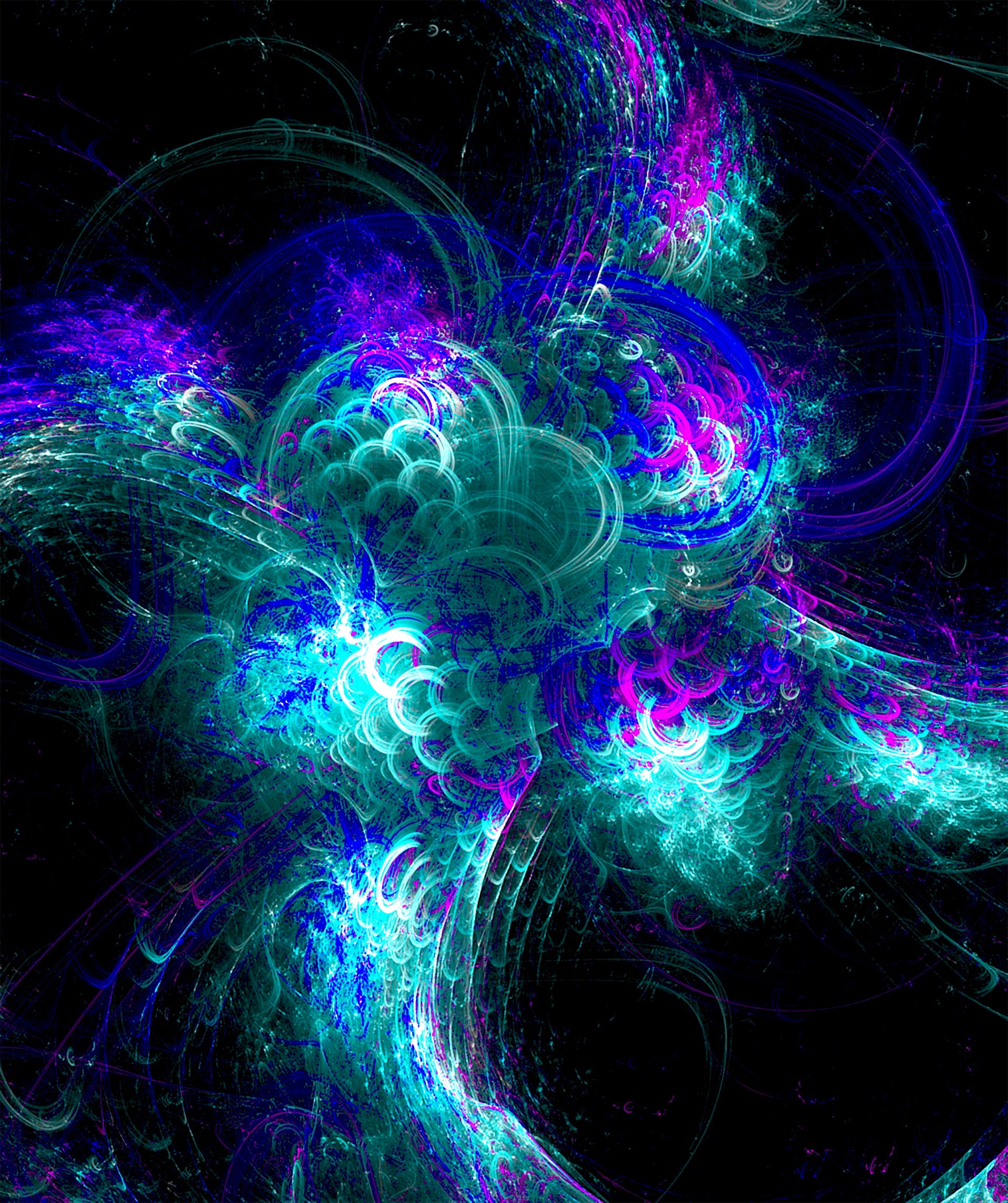 Fractal neon pattern on a black background free image download