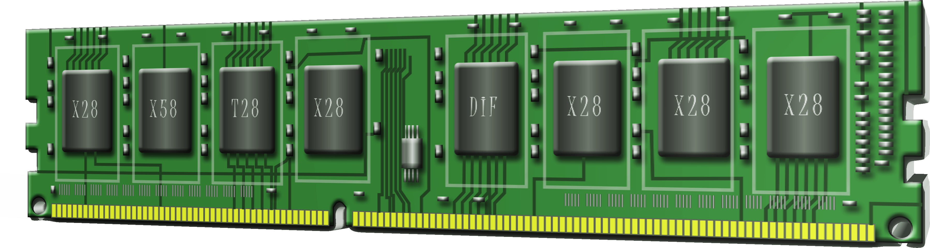 Painted green computer chip in charge of memory free image download