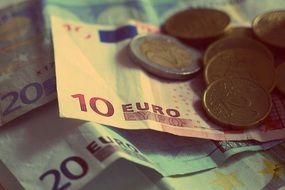 euros banknotes and coins