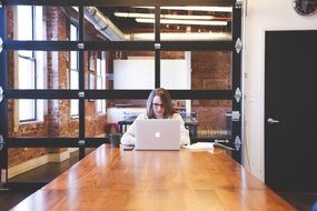 woman with laptop in the office