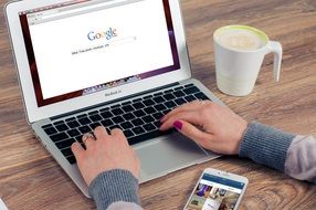Google website on the laptop screen