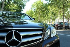 black mercedes benz closeup