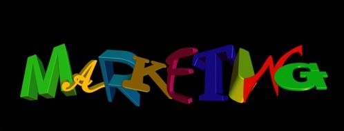 marketing, colorful lettering at black background