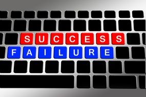 success and failure on the keyboard
