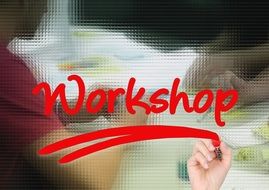 workshop like a red inscription