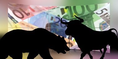 stock exchange bull and bear drawing