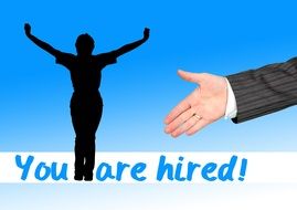 silhouette of a person to whom the employer said "You are hired"