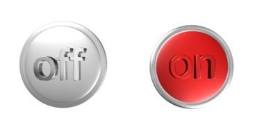 Red and white, on and off buttons on white background