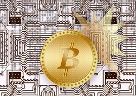 electronic money Bitcoin on the background of the Internet network