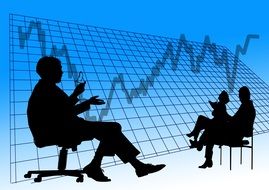 Business silhouettes on the background of the financial crisis