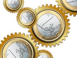 image of one euro in the form of gears