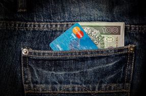 Card and cash in a pocket