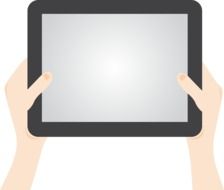 Holding tablet in the hands clipart