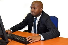 african american businessman working on computer