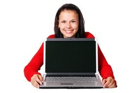 smiling girl with laptop