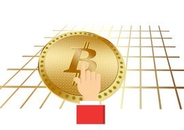 hand finger showing on bitcoin drawing