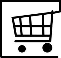 black and white icon of shopping cart