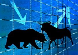 stock exchange bull bear securities drawing