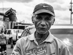 man selling black and white