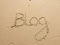 the word blog on the sand