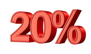 Clipart of red Twenty Percent symbol