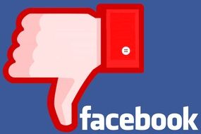 thumb down on facebook logo background