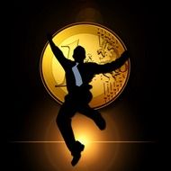 euro coins man drawing
