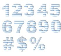 numbers and signs on a white background