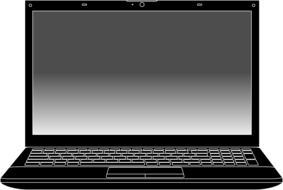 drawn black laptop with gray screen