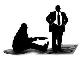 Drawing of the man in poverty and man in suit