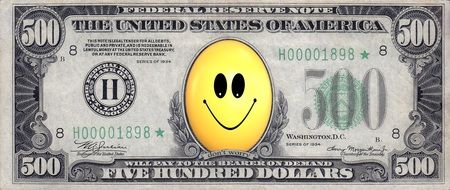 Smiley clipart on a dollar banknote