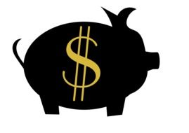 black silhouette piggy bank with dollar sign