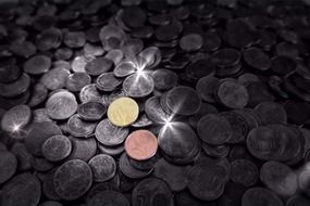 euro coins grey gold and pink