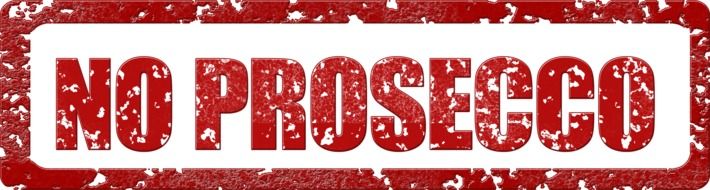 red stamp with text no prosecco
