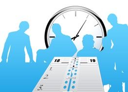 Image of people on the background of the clock