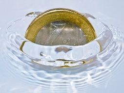 euro money coin water